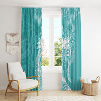 Polynesian Women's Day Window Curtain Plumeria Passion - Teal LT7 - Polynesian Pride