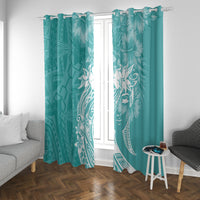 Polynesian Women's Day Window Curtain Plumeria Passion - Teal LT7 With Grommets Teal - Polynesian Pride