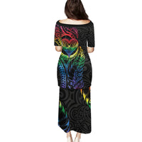 New Zealand Pride Family Matching Puletasi and Hawaiian Shirt Takatapui Rainbow Fern LT7 - Polynesian Pride