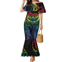 New Zealand Pride Mermaid Dress Takatapui Rainbow Fern LT7 Women Colorful - Polynesian Pride