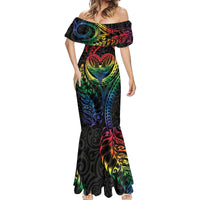 New Zealand Pride Mermaid Dress Takatapui Rainbow Fern LT7 - Polynesian Pride