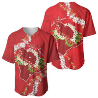 Hawaii Island Flowers Lei Baseball Jersey Ohia Lehua Scarlet Red