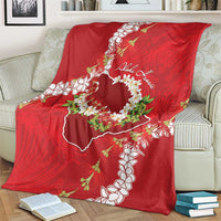 Hawaii Island Flowers Lei Blanket Ohia Lehua Scarlet Red
