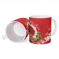 Hawaii Island Flowers Lei Ceramic Mug Ohia Lehua Scarlet Red