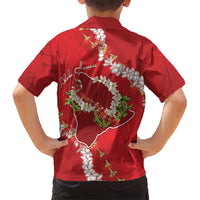 Hawaii Island Flowers Lei Hawaiian Shirt Ohia Lehua Scarlet Red LT7 - Polynesian Pride