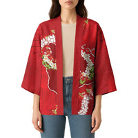 Hawaii Island Flowers Lei Kimono Ohia Lehua Scarlet Red