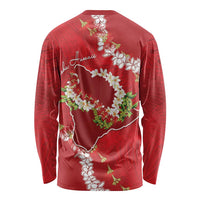 Hawaii Island Flowers Lei Long Sleeve Shirt Ohia Lehua Scarlet Red LT7 - Polynesian Pride