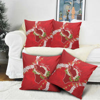 Hawaii Island Flowers Lei Pillow Cover Ohia Lehua Scarlet Red