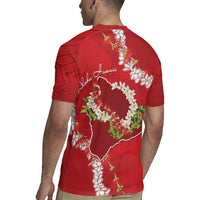 Hawaii Island Flowers Lei Rugby Jersey Ohia Lehua Scarlet Red