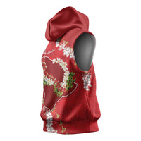Hawaii Island Flowers Lei Sleeveless Hoodie Ohia Lehua Scarlet Red LT7 - Polynesian Pride