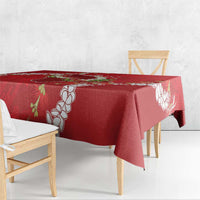 Hawaii Island Flowers Lei Tablecloth Ohia Lehua Scarlet Red