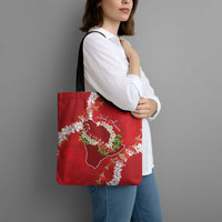Hawaii Island Flowers Lei Tote Bag Ohia Lehua Scarlet Red