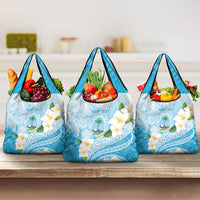Guam Chamorro Guasali Flowers Grocery Bag Aqua Gradient