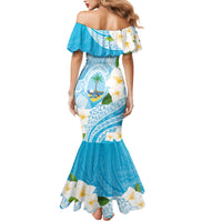 Guam Chamorro Guasali Flowers Mermaid Dress Aqua Gradient