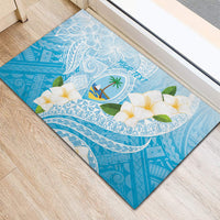 Guam Chamorro Guasali Flowers Rubber Doormat Aqua Gradient LT7
