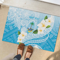 Guam Chamorro Guasali Flowers Rubber Doormat Aqua Gradient LT7