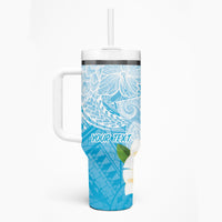 Guam Chamorro Guasali Flowers Tumbler With Handle Aqua Gradient LT7