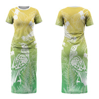 Aotearoa Maori Mahuru Tui With Pikawakawa Couples Matching Short Sleeve Bodycon Dress and Hawaiian Shirt Spring Time LT7 - Polynesian Pride
