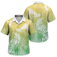 Aotearoa Maori Mahuru Tui With Pikawakawa Family Matching Long Sleeve Bodycon Dress and Hawaiian Shirt Spring Time LT7 Son's Shirt Green - Polynesian Pride