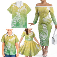 Aotearoa Maori Mahuru Tui With Pikawakawa Family Matching Off The Shoulder Long Sleeve Dress and Hawaiian Shirt Spring Time LT7 - Polynesian Pride