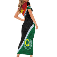 Personalised Penama and Papua New Guinea Day Short Sleeve Bodycon Dress Emblem Mix Style LT7 - Polynesian Pride
