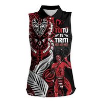 Aotearoa Toitu Te Tiriti Women Sleeveless Polo Shirt Whakairo Wheku LT7 Female Black - Polynesian Pride