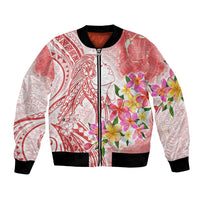 Polynesian Women's Day Wahine Bomber Jacket Plumeria Marble Glaze - Pink LT7 Unisex Pink - Polynesian Pride