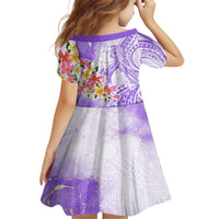 Polynesian Women's Day Wahine Family Matching Short Sleeve Bodycon Dress and Hawaiian Shirt Plumeria Marble Glaze - Purple LT7 - Polynesian Pride