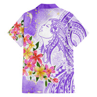 Polynesian Women's Day Wahine Family Matching Summer Maxi Dress and Hawaiian Shirt Plumeria Marble Glaze - Purple LT7 - Polynesian Pride