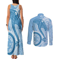 Micronesia FSM Couples Matching Tank Maxi Dress and Long Sleeve Button Shirt Shark and Manta Classic Style LT7 - Polynesian Pride
