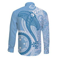 Micronesia FSM Family Matching Off The Shoulder Long Sleeve Dress and Hawaiian Shirt Shark and Manta Classic Style