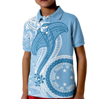 Micronesia FSM Kid Polo Shirt Shark and Manta Classic Style LT7 Kid Turquoise - Polynesian Pride