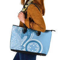 Micronesia FSM Leather Tote Bag Shark and Manta Classic Style LT7 Turquoise - Polynesian Pride