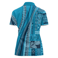 Pasifika Women's Day - Samoa Siapo Malu Tattoo Inspired Women Polo Shirt Turquoise