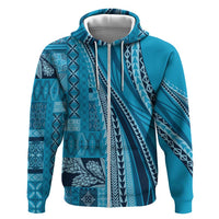 Pasifika Women's Day - Samoa Siapo Malu Tattoo Inspired Zip Hoodie Turquoise