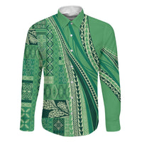Pasifika Women's Day - Samoa Siapo Malu Tattoo Inspired Family Matching Short Sleeve Bodycon Dress and Hawaiian Shirt Jade