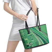 Pasifika Women's Day - Samoa Siapo Malu Tattoo Inspired Leather Tote Bag Jade LT7 - Polynesian Pride