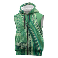 Pasifika Women's Day - Samoa Siapo Malu Tattoo Inspired Sleeveless Zip Hoodie Jade