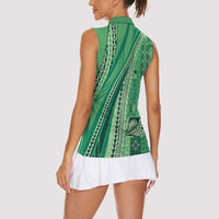 Pasifika Women's Day - Samoa Siapo Malu Tattoo Inspired Women Sleeveless Polo Shirt Jade LT7 - Polynesian Pride