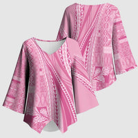 Pasifika Women's Day - Samoa Siapo Malu Tattoo Inspired Kimono Sleeve Blouse Pink