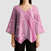 Pasifika Women's Day - Samoa Siapo Malu Tattoo Inspired Kimono Sleeve Blouse Pink