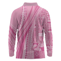 Pasifika Women's Day - Samoa Siapo Malu Tattoo Inspired Long Sleeve Polo Shirt Pink