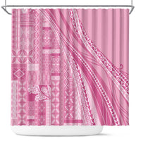 Pasifika Women's Day - Samoa Siapo Malu Tattoo Inspired Shower Curtain Pink