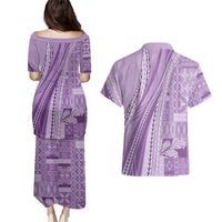 Pasifika Women's Day - Samoa Siapo Malu Tattoo Inspired Couples Matching Puletasi and Hawaiian Shirt Lavender LT7 - Polynesian Pride