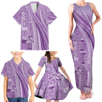 Pasifika Women's Day - Samoa Siapo Malu Tattoo Inspired Family Matching Tank Maxi Dress and Hawaiian Shirt Lavender