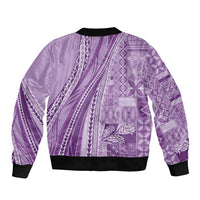 Pasifika Women's Day - Samoa Siapo Malu Tattoo Inspired Sleeve Zip Bomber Jacket Lavender LT7 - Polynesian Pride