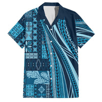 Pasifika Women's Day - Samoa Siapo Malu Tattoo Inspired Family Matching Long Sleeve Bodycon Dress and Hawaiian Shirt Navy Blue