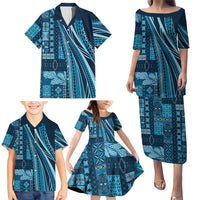 Pasifika Women's Day - Samoa Siapo Malu Tattoo Inspired Family Matching Puletasi and Hawaiian Shirt Navy Blue LT7 - Polynesian Pride