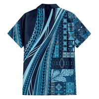 Pasifika Women's Day - Samoa Siapo Malu Tattoo Inspired Family Matching Summer Maxi Dress and Hawaiian Shirt Navy Blue