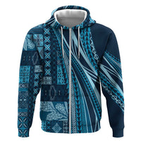 Pasifika Women's Day - Samoa Siapo Malu Tattoo Inspired Hoodie Navy Blue LT7 Zip Hoodie Navy Blue - Polynesian Pride